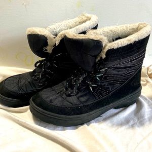lace-up time and tru black ankle boots winter